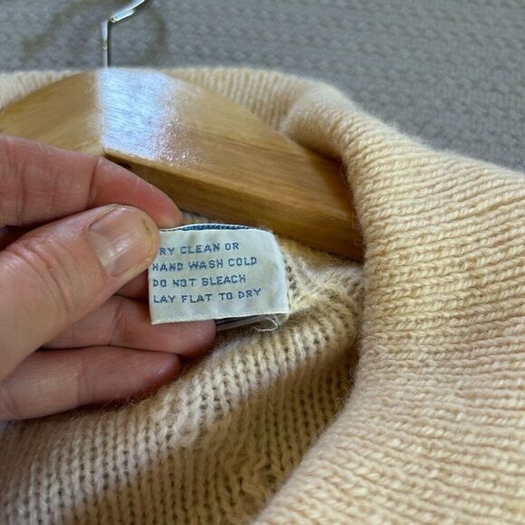 Vintage J. Christopher Medium Collared Sweater Wool Knit Cream Ivory - Picture 11 of 12